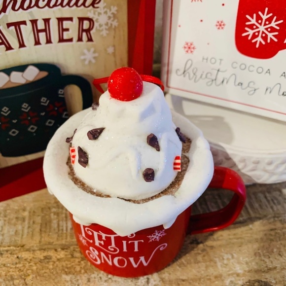 3 Pieces: Cocoa Bar Set for Tiered Trays: Mug, 2 Word Block Signs - Picture 3 of 10